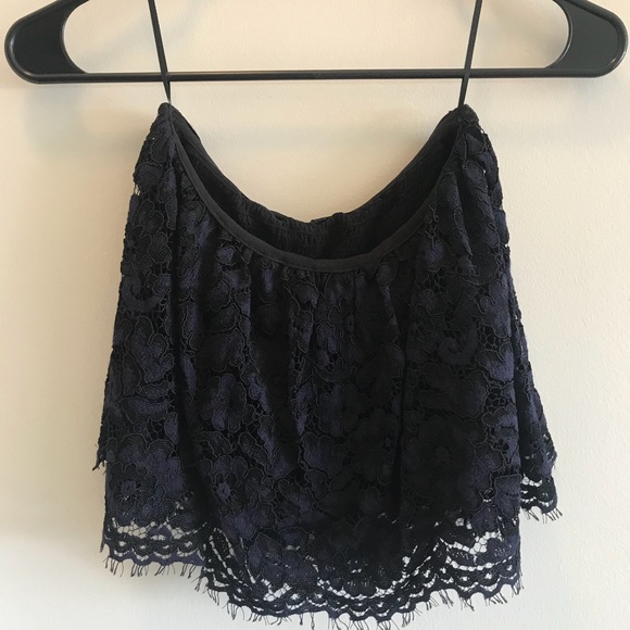 Zara Tops - ZARA NAVY LACE TUBE TOP/CROP TOP